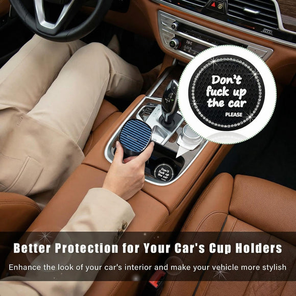 2 Pack Bling Car Cup Holder Coaster 2.75 Inch Anti-Slip Auto Insert Cup Coaster Crystal Car Drink Cup Mat Perfect for Women Girls Universal Interior Decor Accessories (Black)