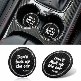 2 Pack Bling Car Cup Holder Coaster 2.75 Inch Anti-Slip Auto Insert Cup Coaster Crystal Car Drink Cup Mat Perfect for Women Girls Universal Interior Decor Accessories (Black)