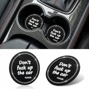 2 Pack Bling Car Cup Holder Coaster 2.75 Inch Anti-Slip Auto Insert Cup Coaster Crystal Car Drink Cup Mat Perfect for Women Girls Universal Interior Decor Accessories (Black)