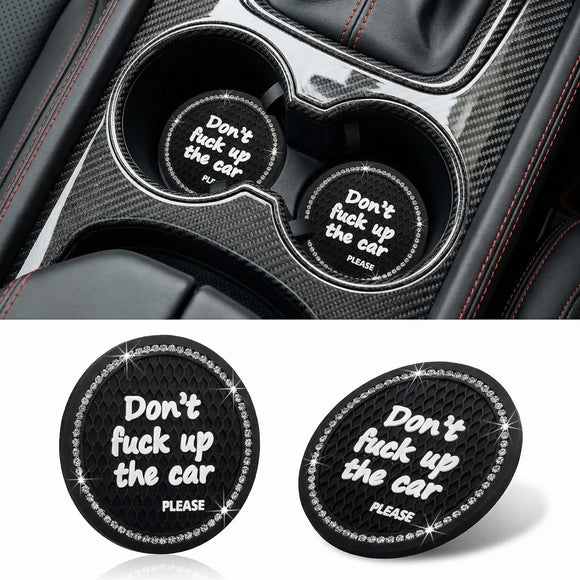 2 Pack Bling Car Cup Holder Coaster 2.75 Inch Anti-Slip Auto Insert Cup Coaster Crystal Car Drink Cup Mat Perfect for Women Girls Universal Interior Decor Accessories (Black)