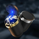 Car Ashtray with lid Portable Ash Tray Gold Mini Car Trash Can with LED Blue Light Windproof for Outdoor Travel (Gold)-4