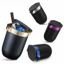 Car Ashtray with lid Portable Ash Tray Gold Mini Car Trash Can with LED Blue Light Windproof for Outdoor Travel (Gold)-3
