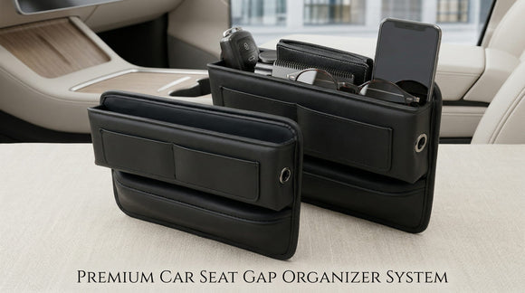 Car Seat Gap Filler 2 Packs Premium Leather Car Seat Gap Filler Organizer Car Seat Storage Box for Phones Glasses Keys Cards