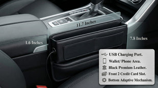 Car Seat Gap Filler 2 Packs Premium Leather Car Seat Gap Filler Organizer Car Seat Storage Box for Phones Glasses Keys Cards