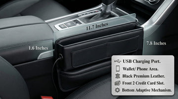 Car Seat Gap Filler 2 Packs Premium Leather Car Seat Gap Filler Organizer Car Seat Storage Box for Phones Glasses Keys Cards - 0