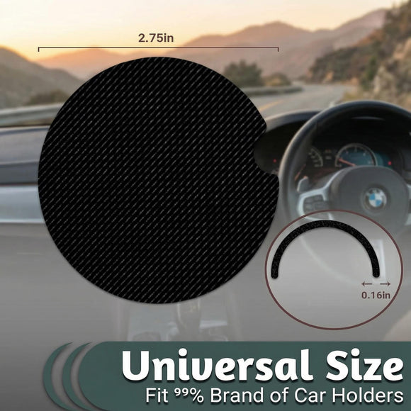 Car Coasters for Cup Holders2.75 Anti Slip Rubber Mat with A Finger Notch 2 Pack Car Cup Holder Coasters for Car Interior Accessories for Women Men Flower Balck Cat