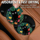 Car Coasters for Cup Holders2.75 Anti Slip Rubber Mat with A Finger Notch 2 Pack Car Cup Holder Coasters for Car Interior Accessories for Women Men Flower Balck Cat-4
