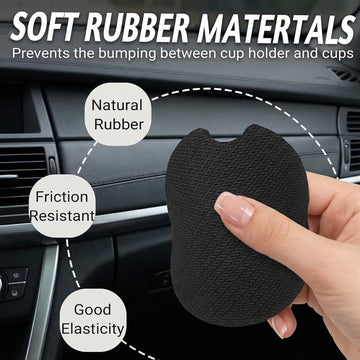 Car Coasters for Cup Holders2.75 Anti Slip Rubber Mat with A Finger Notch 2 Pack Car Cup Holder Coasters for Car Interior Accessories for Women Men Flower Balck Cat - 0