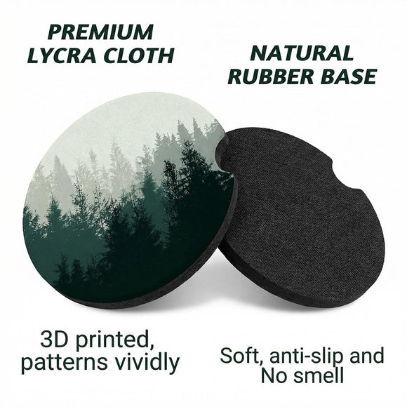 Car Coasters for Cup Holders2.75 Anti Slip Rubber Mat with A Finger Notch 2 Pack Car Cup Holder Coasters for Car Interior Accessories for Women Men Forest