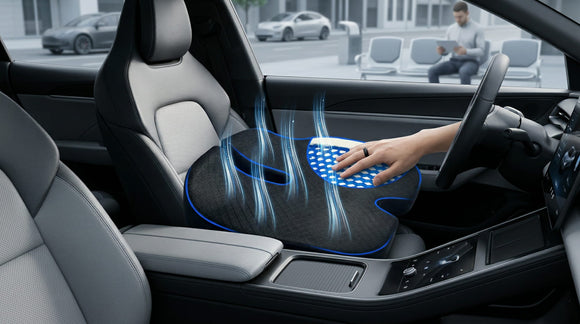 3D Gel & Memory Foam Car Seat Cushion for Driving - Breathable Honeycomb Gel & Support Orthopedic Coccyx Tailbone Sciatica & Back Pain Relief-Office Chairs Wheelchair