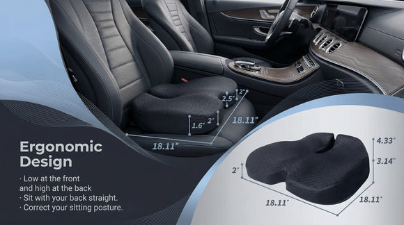 3D Gel & Memory Foam Car Seat Cushion for Driving - Breathable Honeycomb Gel & Support Orthopedic Coccyx Tailbone Sciatica & Back Pain Relief-Office Chairs Wheelchair