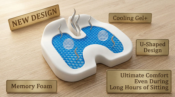 3D Gel & Memory Foam Car Seat Cushion for Driving - Breathable Honeycomb Gel & Support Orthopedic Coccyx Tailbone Sciatica & Back Pain Relief-Office Chairs Wheelchair