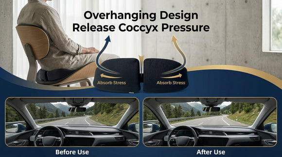 3D Gel & Memory Foam Car Seat Cushion for Driving - Breathable Honeycomb Gel & Support Orthopedic Coccyx Tailbone Sciatica & Back Pain Relief-Office Chairs Wheelchair