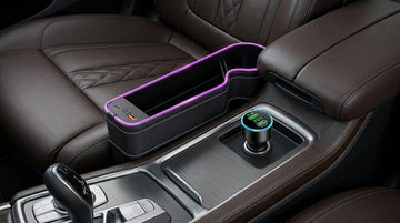 7 Color Led Car Seat Gap Filler Organizer Car Seat Pocket Gap Filler with USB+C Fast Charger Car Gap Organizer Storage 2023 Console Side Seat Gap Filler fit for Passenger Side(Black-passenger side)