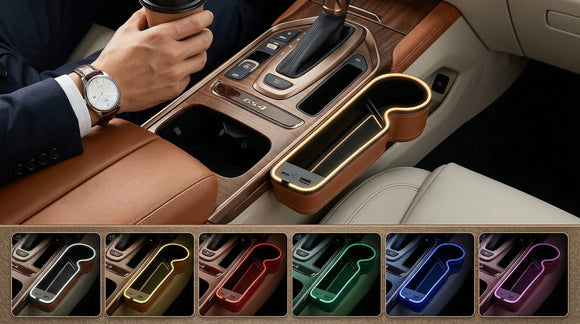 7 Color Led Car Seat Gap Filler Organizer Car Seat Pocket Gap Filler with USB+C Fast Charger Car Gap Organizer Storage 2023 Console Side Seat Gap Filler fit for Passenger Side(Black-passenger side)