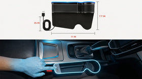 7 Color Led Car Seat Gap Filler Organizer Car Seat Pocket Gap Filler with USB+C Fast Charger Car Gap Organizer Storage 2023 Console Side Seat Gap Filler fit for Passenger Side(Black-passenger side) - 0