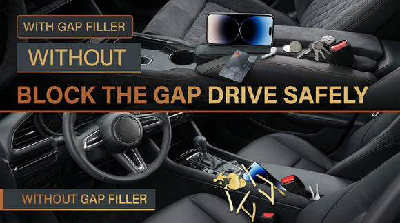 Leather Car Seat Gap Filler Universal for Car Truck SUV to Block The Gap Between Seat and Console Stop Things from Dropping 2 Sets Black