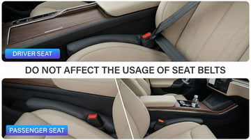 Leather Car Seat Gap Filler Universal for Car Truck SUV to Block The Gap Between Seat and Console Stop Things from Dropping 2 Sets Black