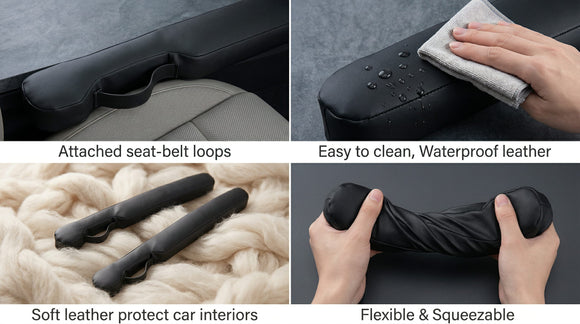 Leather Car Seat Gap Filler Universal for Car Truck SUV to Block The Gap Between Seat and Console Stop Things from Dropping 2 Sets Black