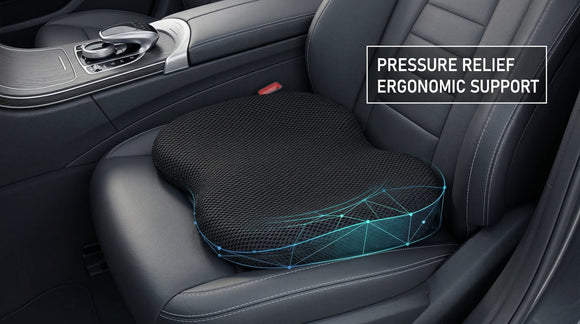Wedge Car Seat Cushion: Memory Foam Truck Seat Cushion for Car Seat Driver - Sciatica and Back Pain Relief - Enhancing Driving Comfort -Black