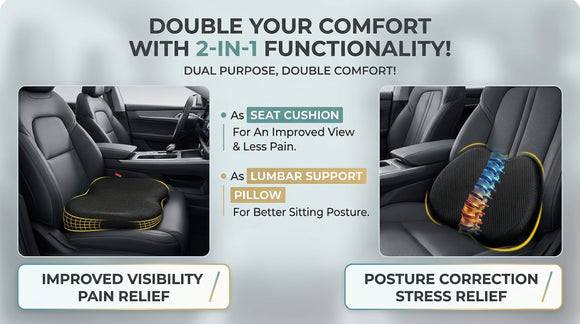 Wedge Car Seat Cushion: Memory Foam Truck Seat Cushion for Car Seat Driver - Sciatica and Back Pain Relief - Enhancing Driving Comfort -Black
