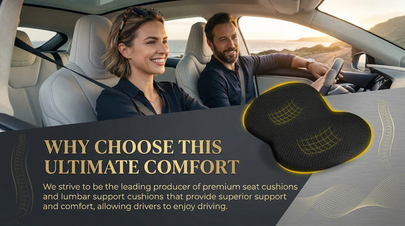Wedge Car Seat Cushion: Memory Foam Truck Seat Cushion for Car Seat Driver - Sciatica and Back Pain Relief - Enhancing Driving Comfort -Black