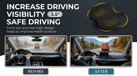 Wedge Car Seat Cushion: Memory Foam Truck Seat Cushion for Car Seat Driver - Sciatica and Back Pain Relief - Enhancing Driving Comfort -Black