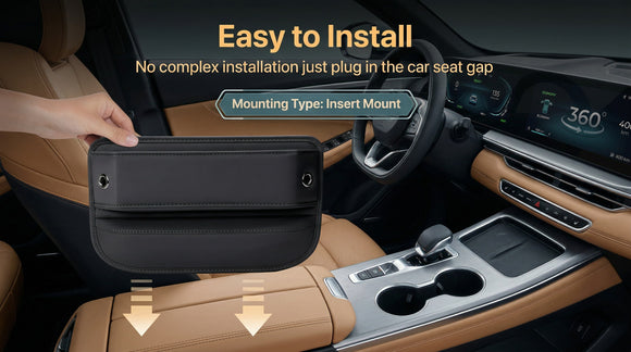 Universal Fit Car Gap Filler Premium Leather Seat Gap Filler Organizer Car SUV Truck Essentials (Black 1 Pack)