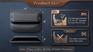 Universal Fit Car Gap Filler Premium Leather Seat Gap Filler Organizer Car SUV Truck Essentials (Black 1 Pack) - 0