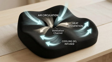 Car Seat Cushion Ergonomic Memory Foam Car Seat Pad for Sciatica Pain Relief Larger Driving Seat Cushion for Car Short Drivers on Long Drives - Butt Cushion for Car Truck Office - Black