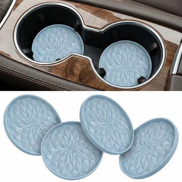 Car Coasters for Cup Holders [4 Pack] - 2.75In Silicone Auto Mug Mats - Universal Non-Slip Recessed Car Interior AccessoriesEther