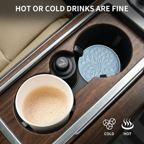 Car Coasters for Cup Holders [4 Pack] - 2.75In Silicone Auto Mug Mats - Universal Non-Slip Recessed Car Interior AccessoriesEther