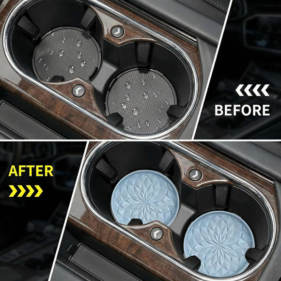 Car Coasters for Cup Holders [4 Pack] - 2.75In Silicone Auto Mug Mats - Universal Non-Slip Recessed Car Interior AccessoriesEther
