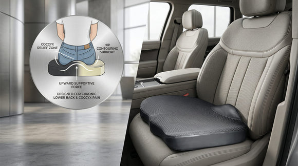 Decompression Cushion Comfort Memory Foam Seat Cushion for Car Seat Drivers Tailbone (Coccyx) Pain Relief Cushion Office Chair Cushion (Beige)