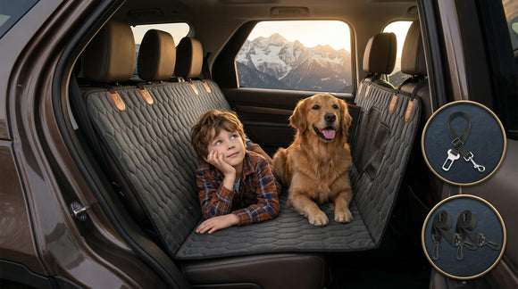 Back Seat Extender for Dogs-Supports 400lb Waterproof Dog Car Seat Cover Hard Bottom-Detachable 600D Heavy Duty Scratch Proof Nonslip Soft Dog Hammock for Car SUVs