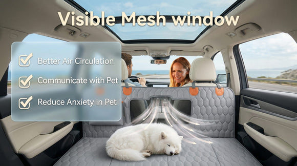 Back Seat Extender for Dogs-Supports 400lb Waterproof Dog Car Seat Cover Hard Bottom-Detachable 600D Heavy Duty Scratch Proof Nonslip Soft Dog Hammock for Car SUVs
