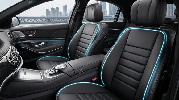 Car Seat Cushion and Back Support Pillow 1.2 Thick Memory Foam Desk Chair Cushion Back Support for Automotive Seat Driver Travel Leg and Back Pain Relief Washable Adjustable Black