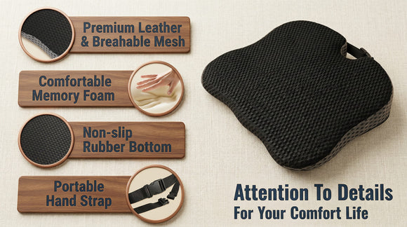Car Seat Cushion for Driving Office Chair Cushions Non-Slip Sciatica & Lower Back Tailbone Chair Pillow Pad Memory Foam Seat Cushion for Car Seat Driver Truck Desk Wheelchair