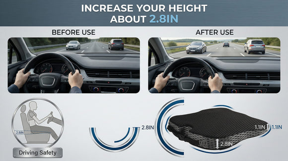 Car Seat Cushion for Driving Office Chair Cushions Non-Slip Sciatica & Lower Back Tailbone Chair Pillow Pad Memory Foam Seat Cushion for Car Seat Driver Truck Desk Wheelchair