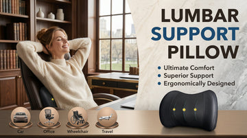 Lumbar Support Pillow for Car Memory Foam Lumbar Pillow for Lower Back Pain Relief - Back Cushion for Driving Chair Support for Car-Office Chair Wheelchair - Black - 0