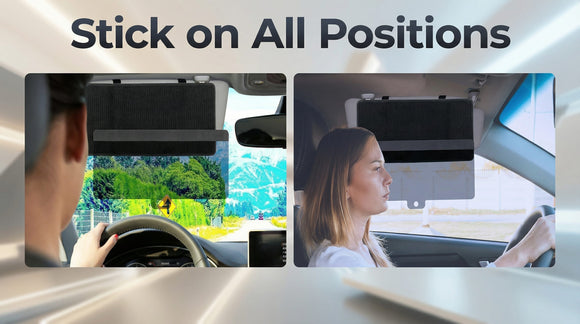 Sun Visor Extender for Car Upgraded Polarized Car Sun Visor Extender with PC Lens Velcro Design Convenient Adjustment Position Filtering Glare UV Rays for Safe Driving Universal for Car SUV