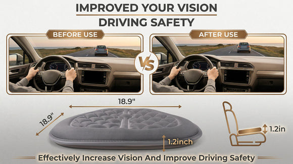 Car Seat Cushion Comfort Memory Foam Driver Seat Cushion Improve Driving View Sciatica and Lower Back Pain Relief Seat Cushions for Car Seat Driver Home Office Chair Wheelchair - Gray