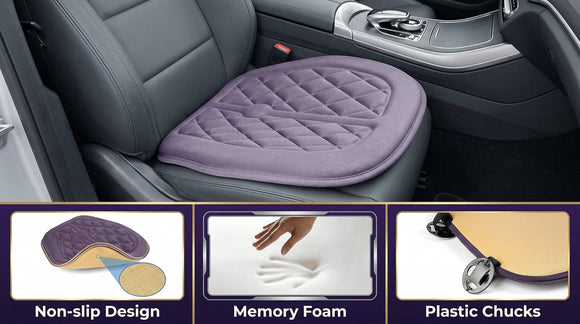 Car Seat Cushion Comfort Memory Foam Driver Seat Cushion Improve Driving View Sciatica and Lower Back Pain Relief Seat Cushions for Car Seat Driver Home Office Chair Wheelchair - Gray