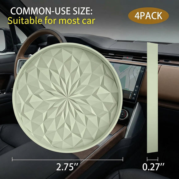 Car Coasters for Cup Holders [4 Pack] - 2.75In Silicone Auto Mug Mats - Universal Non-Slip Recessed Car Interior AccessoriesDesert Sage