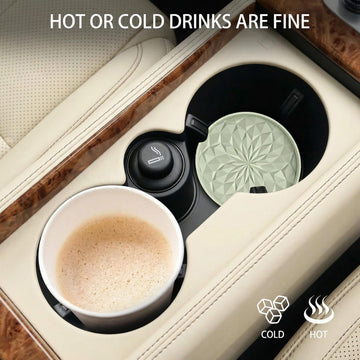 Car Coasters for Cup Holders [4 Pack] - 2.75In Silicone Auto Mug Mats - Universal Non-Slip Recessed Car Interior AccessoriesDesert Sage - 0