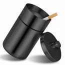 Car Ashtray with Lid Smell Proof Stainless Steel Portable Ash Tray for Car Cup Holder Detachable Windproof Extinguished Cigarette Bucket Automotive Ashtrays for Outdoor Home Office Black-2