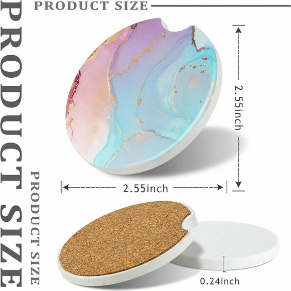 Ceramic Sublimation Blanks Car Coasters for Car Cup with Finger Notch for Easy Removal Ceramic Car Cupholder Auto Cupholder Keep Vehicle from Cold Drink Sweat Stain Spill (12)