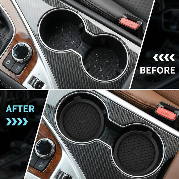 Car Cup Holder Coasters [4 Pack] Silicone Cups Mats Automotive Universal Non-Slip Recessed Interior Accessories Black