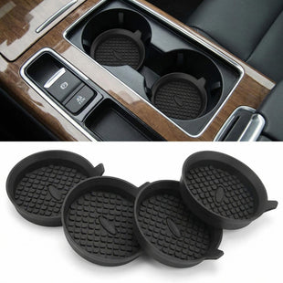 Car Cup Holder Coasters [4 Pack] Silicone Cups Mats Automotive Universal Non-Slip Recessed Interior Accessories Black
