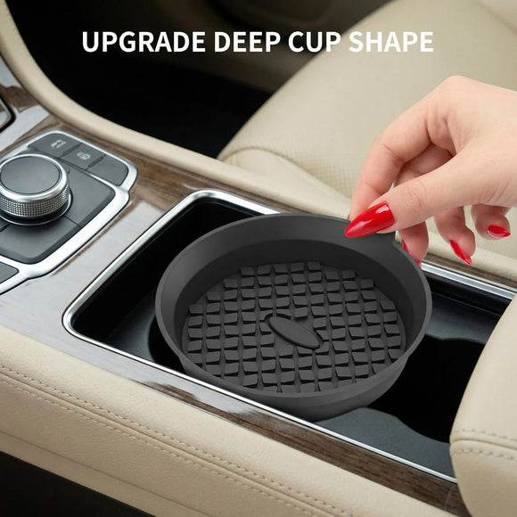 Car Cup Holder Coasters [4 Pack] Silicone Cups Mats Automotive Universal Non-Slip Recessed Interior Accessories Black